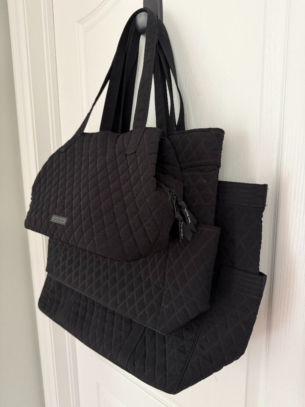 Vera Bradley Black Quilted Cotton 3-Piece Matching Bag Set